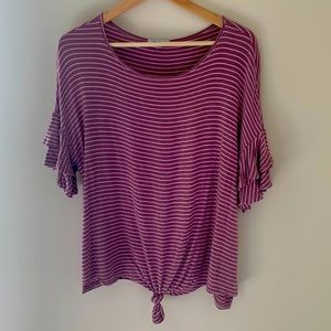 White Birch Ruffle Sleeve Top L